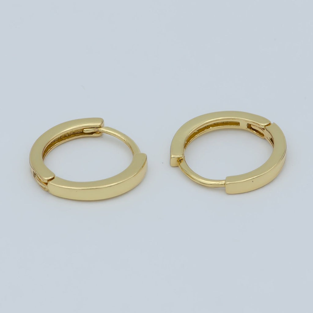 24K Gold plated Flat Minimalist Huggie Earrings in Gold, Silver & Rose Gold | AB1208 - AB1210 - DLUXCA