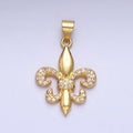 24K Gold plated Fleur de Lis Pendant Cubic Saint New Orleans Football Team Logo Charm AA236 - DLUXCA