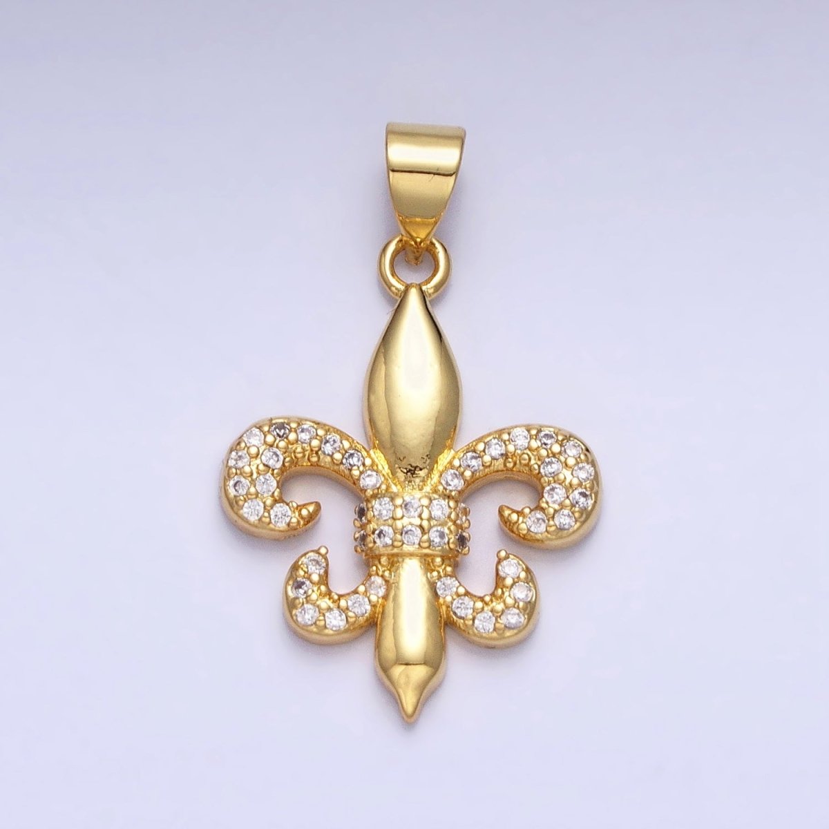 24K Gold plated Fleur de Lis Pendant Cubic Saint New Orleans Football Team Logo Charm AA236 - DLUXCA