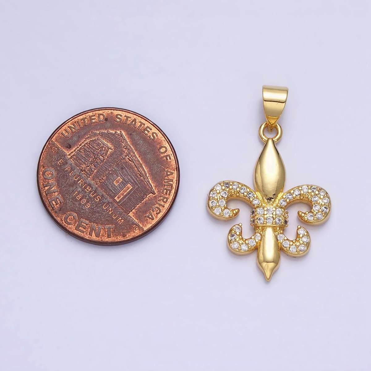 24K Gold plated Fleur de Lis Pendant Cubic Saint New Orleans Football Team Logo Charm AA236 - DLUXCA