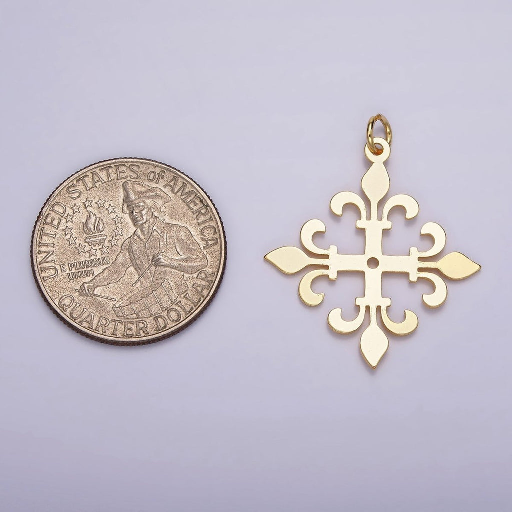 24K Gold plated Fleur De Lis Rhombus Minimalist Charm | AC865 - DLUXCA