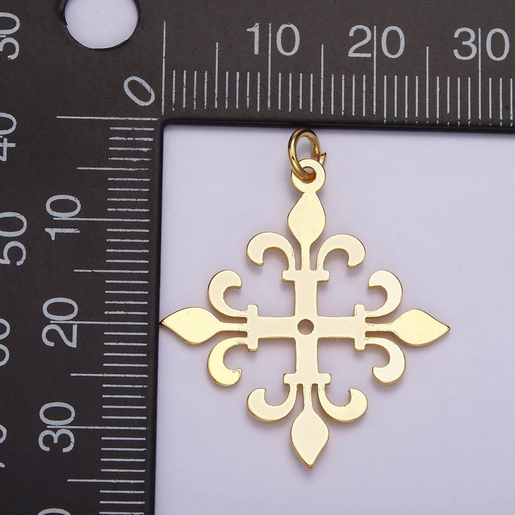 24K Gold plated Fleur De Lis Rhombus Minimalist Charm | AC865 - DLUXCA