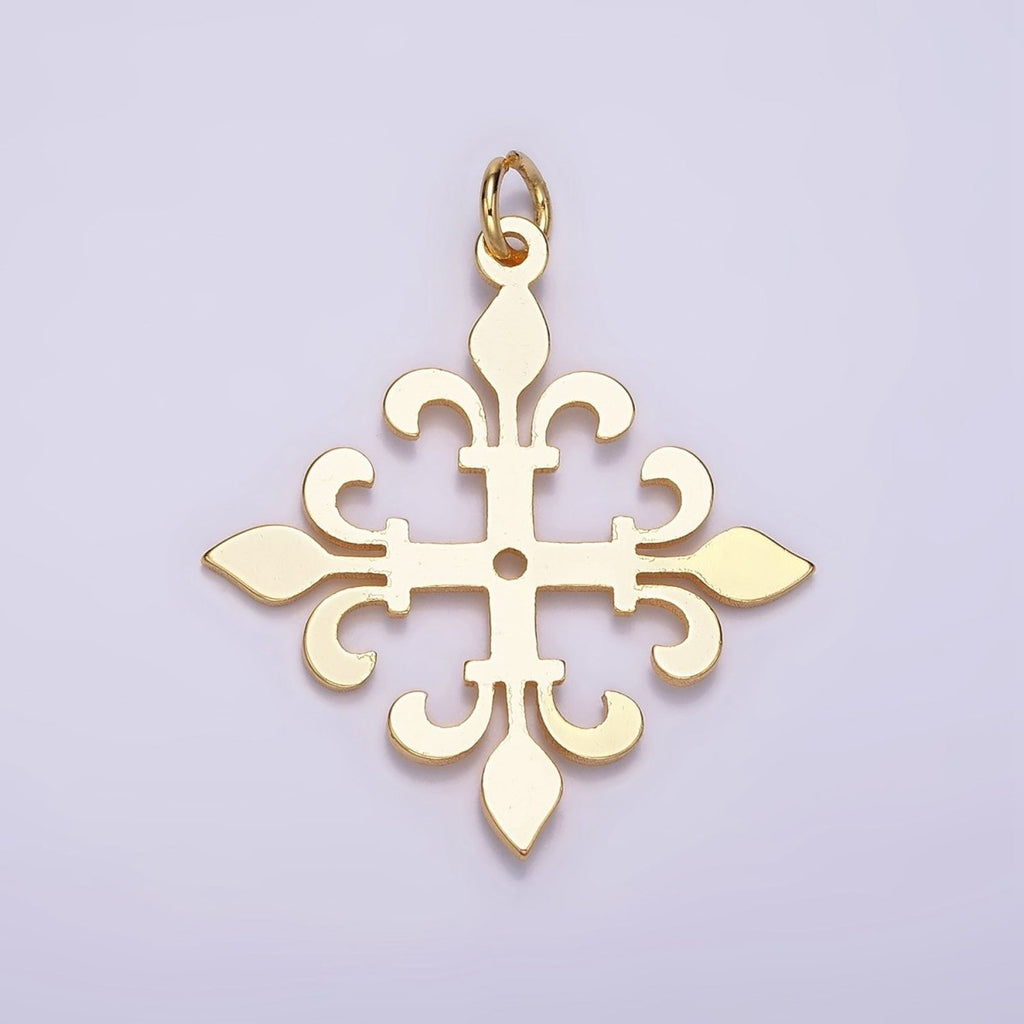 24K Gold plated Fleur De Lis Rhombus Minimalist Charm | AC865 - DLUXCA