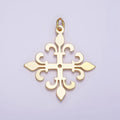 24K Gold plated Fleur De Lis Rhombus Minimalist Charm | AC865 - DLUXCA