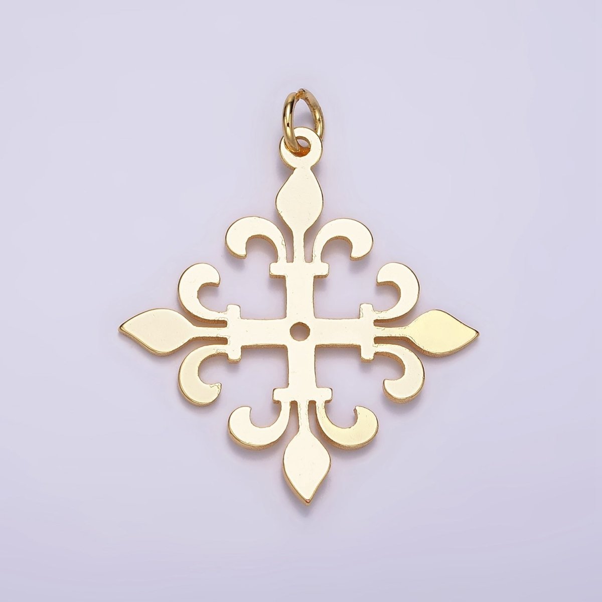 24K Gold plated Fleur De Lis Rhombus Minimalist Charm | AC865 - DLUXCA