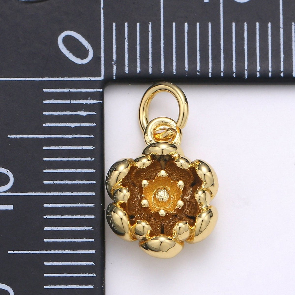 24K Gold plated Flower Charm E-073 - DLUXCA