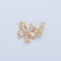24K Gold plated Flower CZ Open Butterfly Insect Connector | F449 - DLUXCA