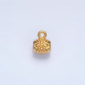 24K Gold plated Flower Engraved Tube Charm | X792 - DLUXCA