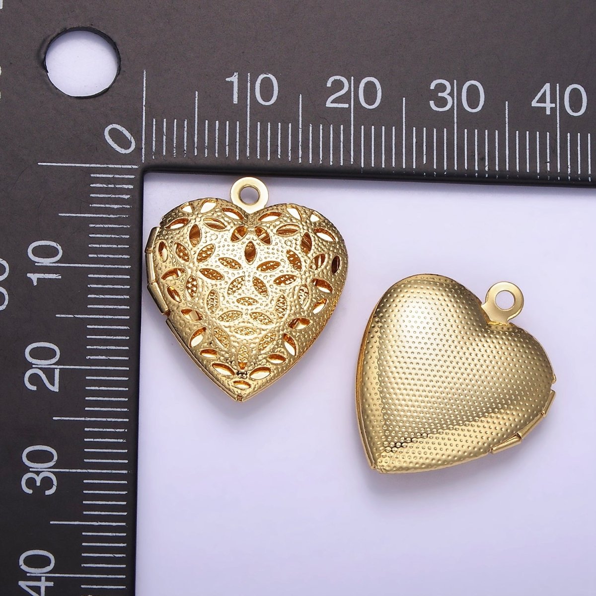 24K Gold plated Flower Filigree Dotted Heart Locket in Gold & Silver | D399 - DLUXCA