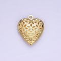 24K Gold plated Flower Filigree Dotted Heart Locket in Gold & Silver | D399 - DLUXCA