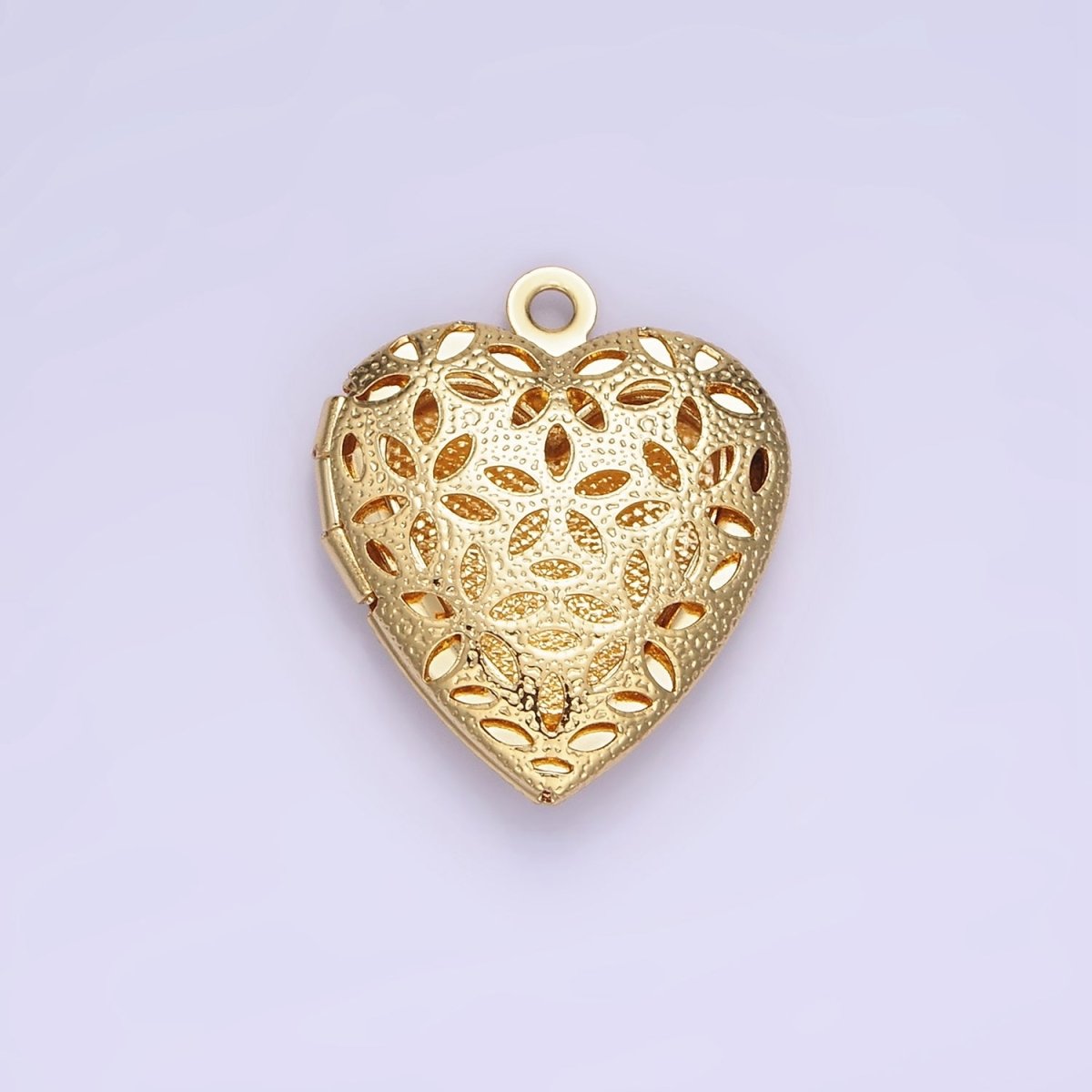 24K Gold plated Flower Filigree Dotted Heart Locket in Gold & Silver | D399 - DLUXCA