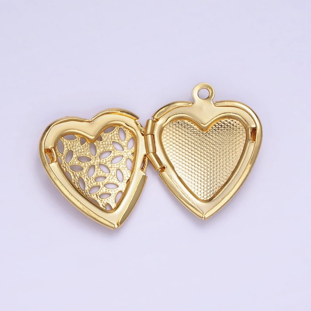 24K Gold plated Flower Filigree Dotted Heart Locket in Gold & Silver | D399 - DLUXCA