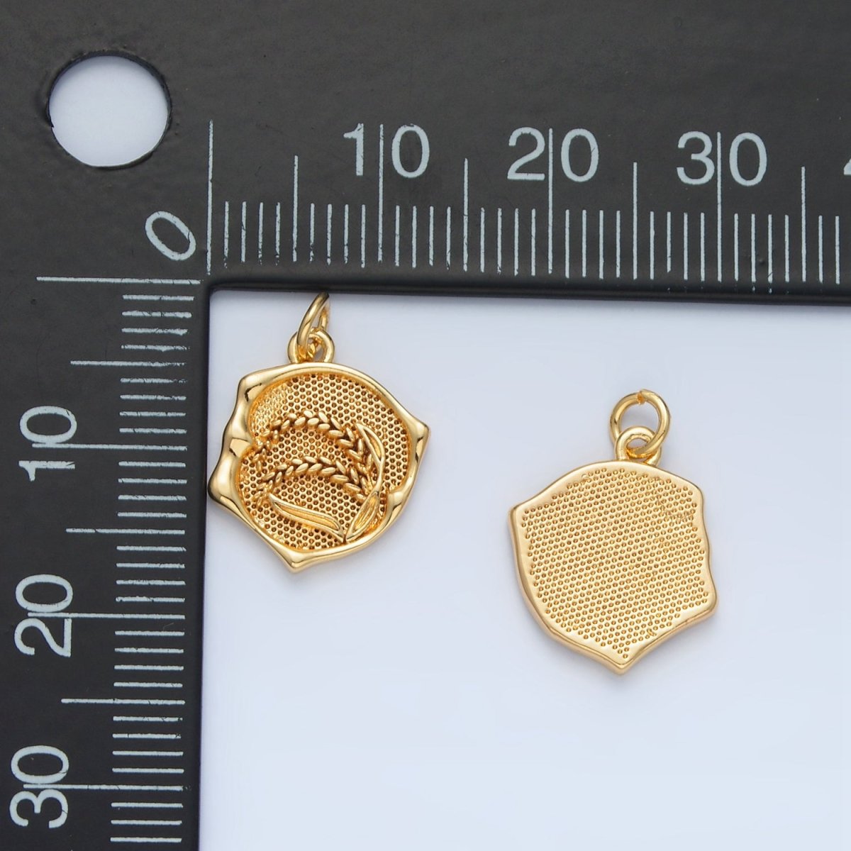 24k Gold plated Flower Textured Round Charm | AG - 565 - DLUXCA