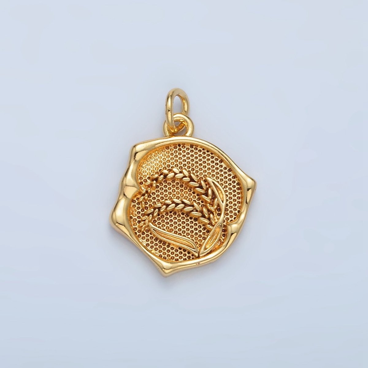 24k Gold plated Flower Textured Round Charm | AG - 565 - DLUXCA