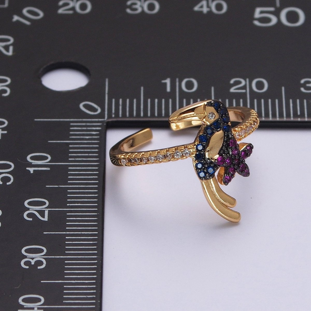 24K Gold plated Forest Jungle Bird Animal Adjustable Ring O-794 - DLUXCA