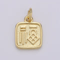 24K Gold plated Fortune Good Luck "Fu" Chinese Character Charm E-060 - DLUXCA