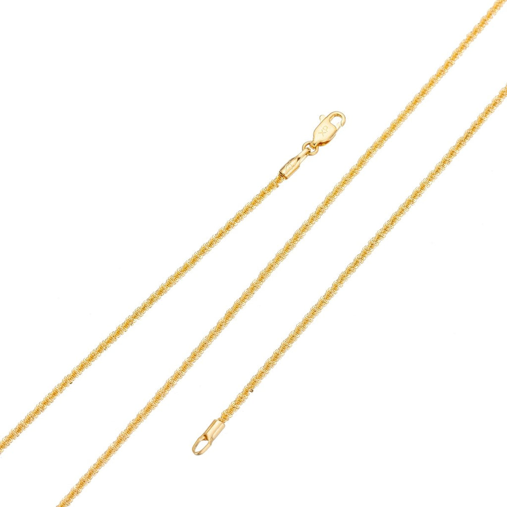 24K Gold plated Foxtail Wheat Chain Necklace, 20 inch Foxtail Finished Necklace For Jewelry Making, Dainty 2.3mm Foxtail Necklace w/ Lobster Clasps | CN-304 Clearance Pricing - DLUXCA