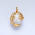 24K Gold plated Freshwater Pearl Flower Molten Drip Wrap Pendant | P1897 - DLUXCA