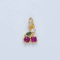 24K Gold plated Fuchsia CZ Cherry Fruit Mini Charm | N251 - DLUXCA