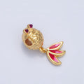 24K Gold plated Fuchsia CZ Enamel Gold Fish Sea Animal Bead in Gold & Silver | B514