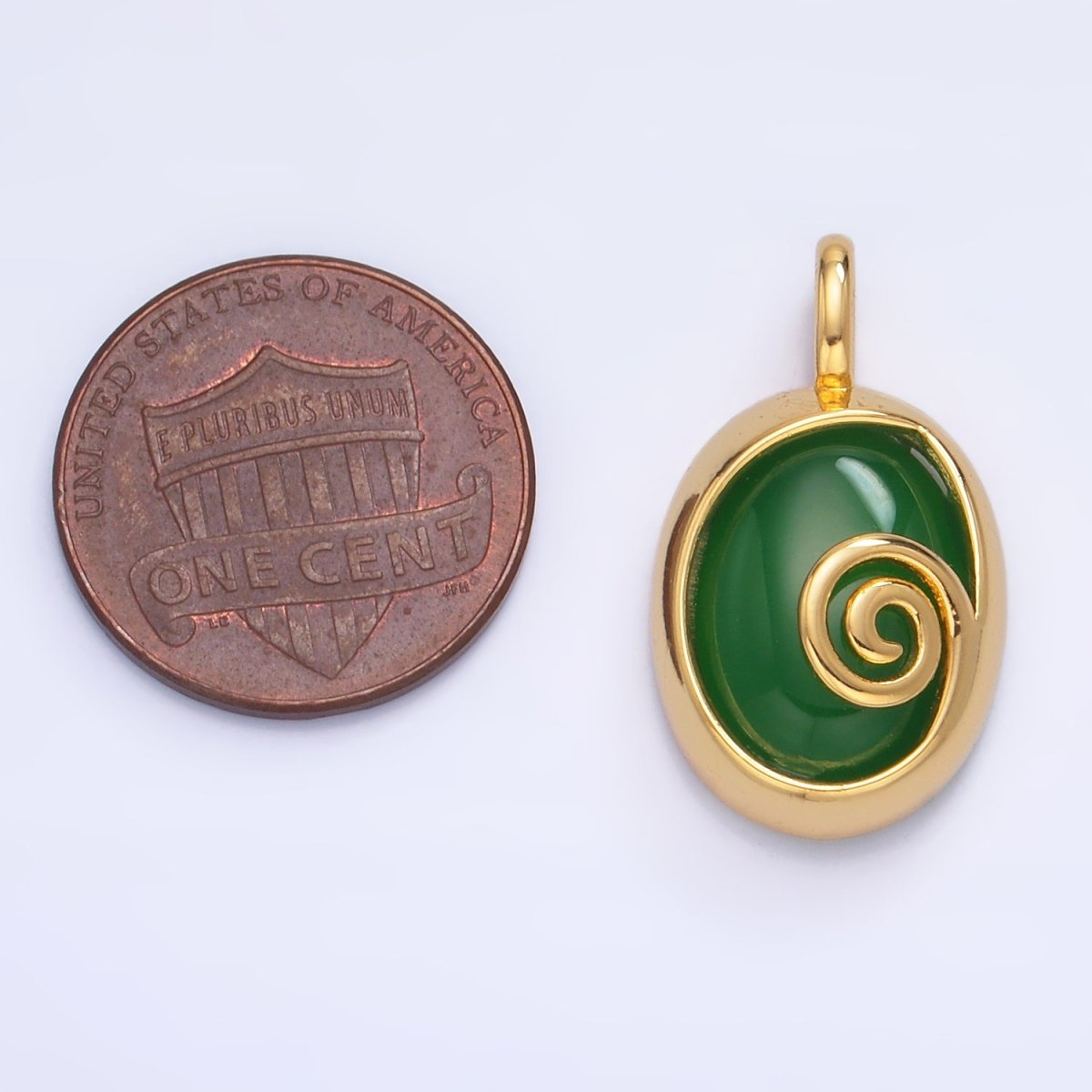 24K Gold plated Gemstone Cabochon Curl Bezel Pendant | AA1047 - AA1051