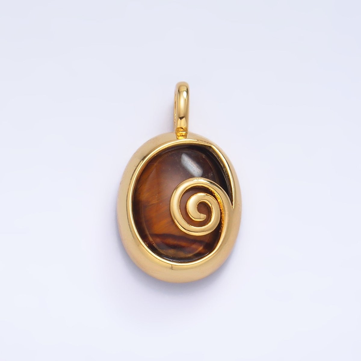 24K Gold plated Gemstone Cabochon Curl Bezel Pendant | AA1047 - AA1051