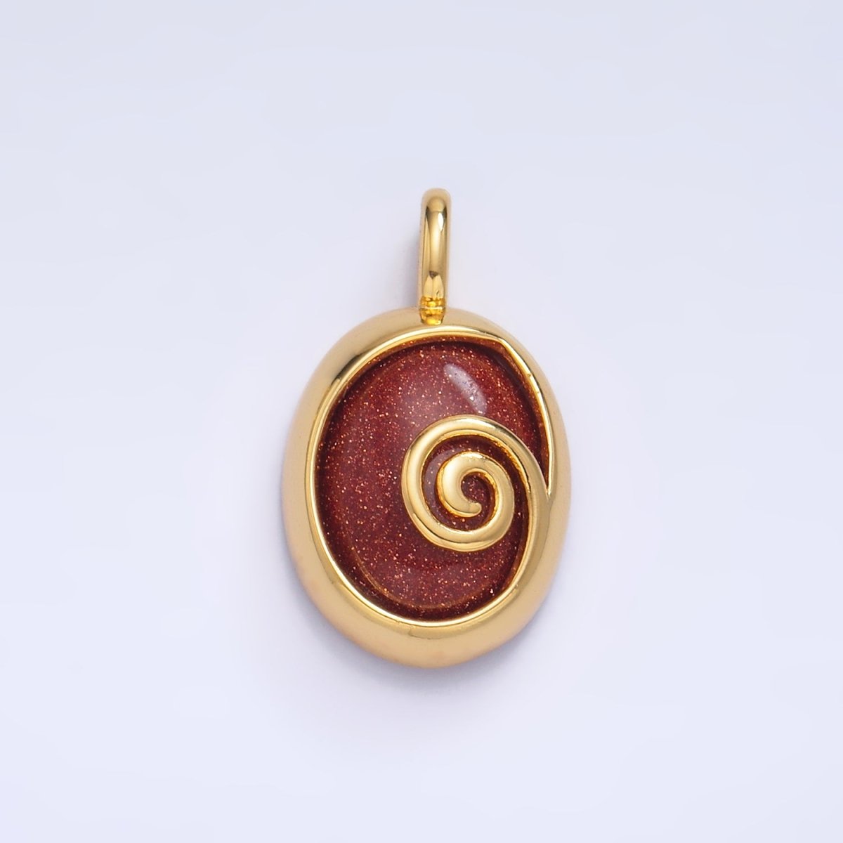 24K Gold plated Gemstone Cabochon Curl Bezel Pendant | AA1047 - AA1051