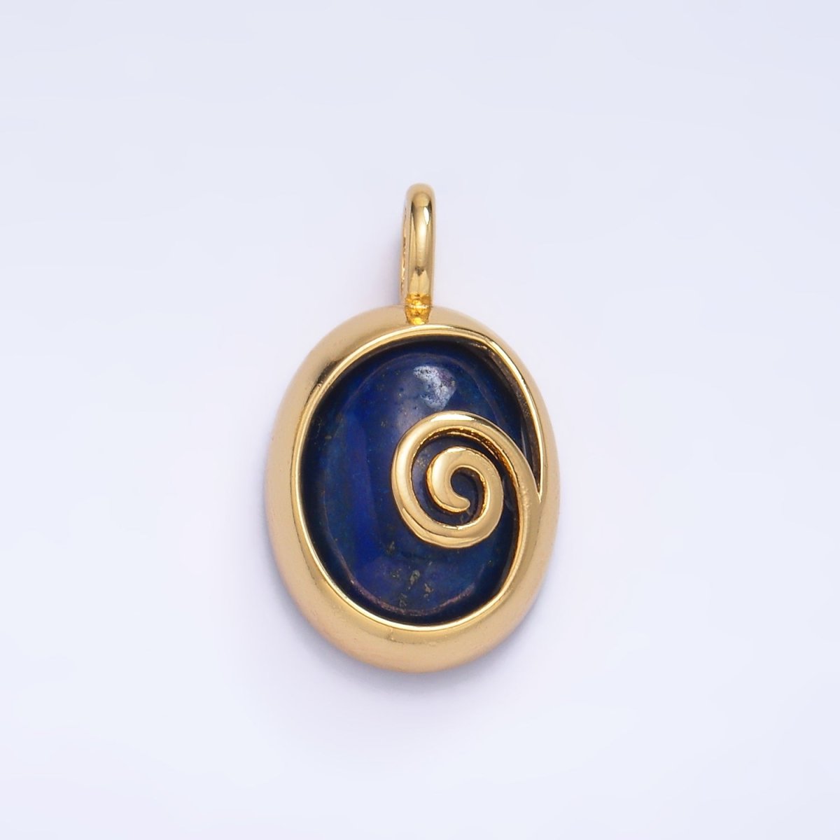 24K Gold plated Gemstone Cabochon Curl Bezel Pendant | AA1047 - AA1051