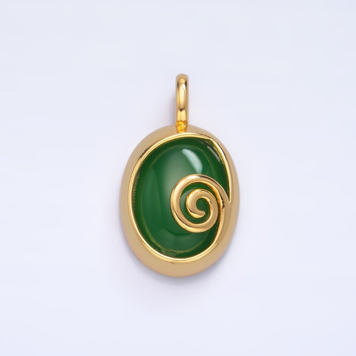 24K Gold plated Gemstone Cabochon Curl Bezel Pendant | AA1047 - AA1051