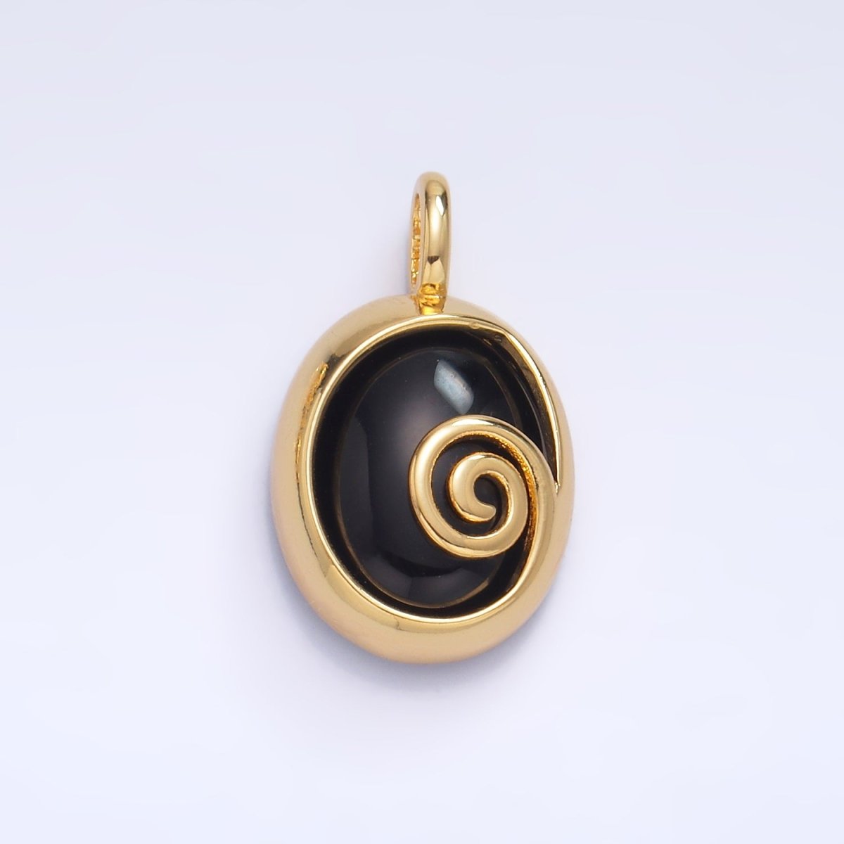 24K Gold plated Gemstone Cabochon Curl Bezel Pendant | AA1047 - AA1051