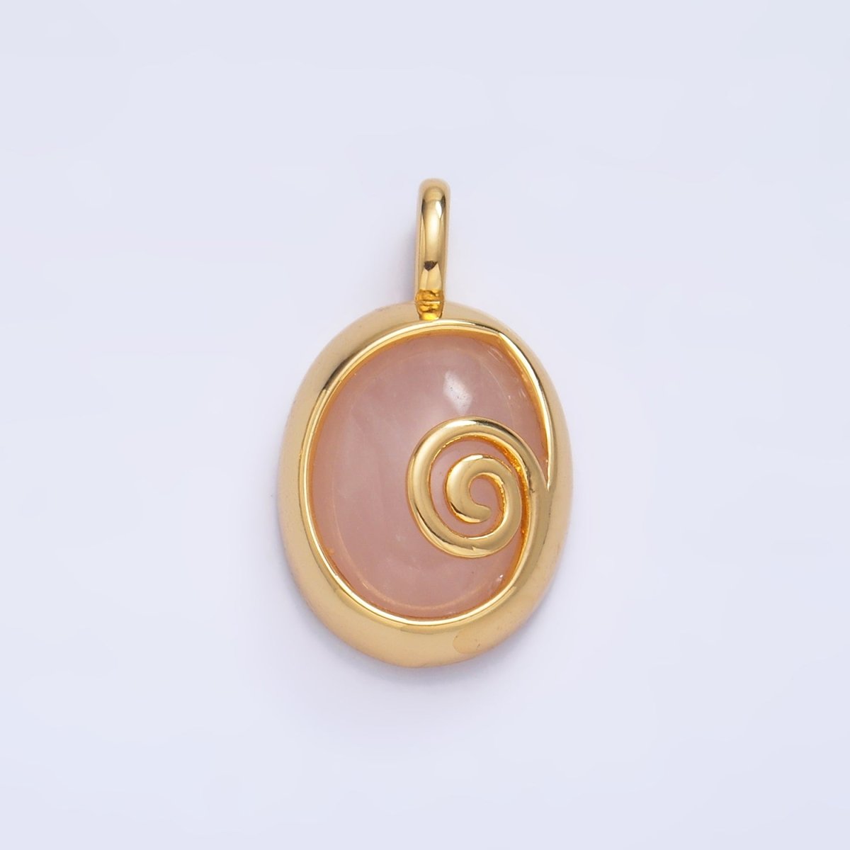 24K Gold plated Gemstone Cabochon Curl Bezel Pendant | AA1047 - AA1051