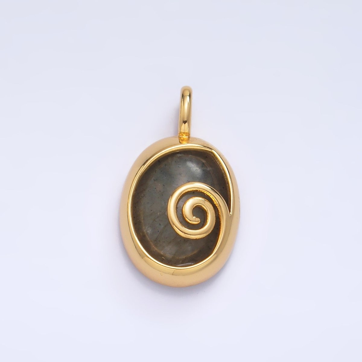 24K Gold plated Gemstone Cabochon Curl Bezel Pendant | AA1047 - AA1051