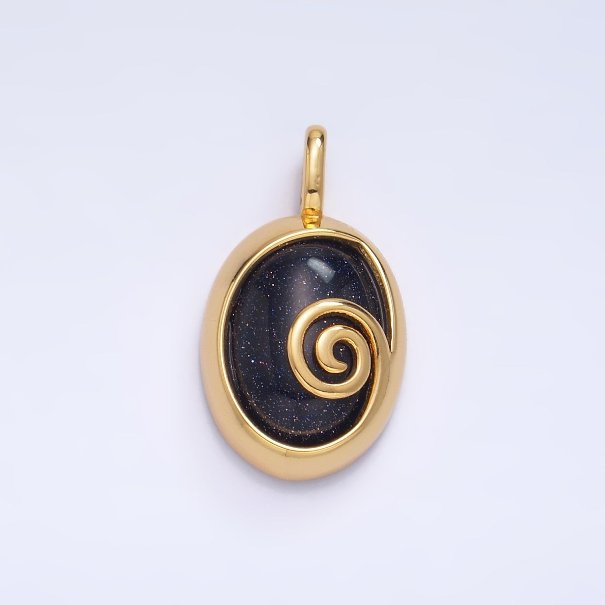 24K Gold plated Gemstone Cabochon Curl Bezel Pendant | AA1047 - AA1051
