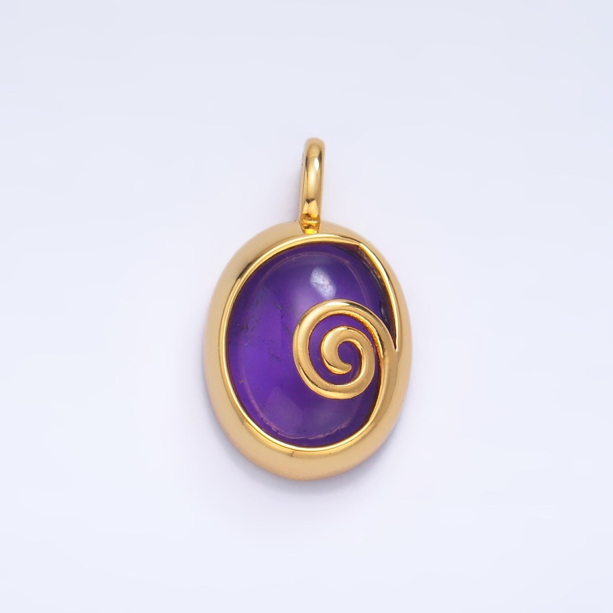 24K Gold plated Gemstone Cabochon Curl Bezel Pendant | AA1047 - AA1051