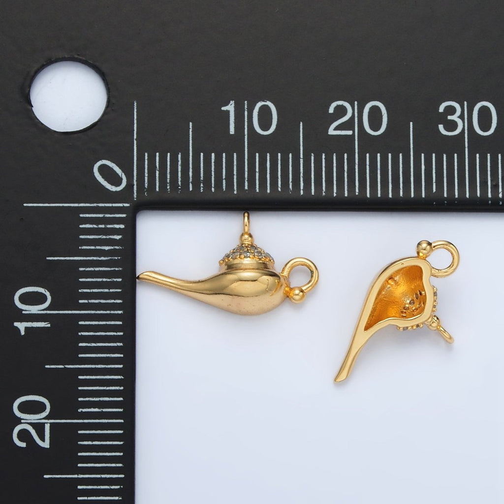 24K Gold plated Genie Cup Lamp Micro Paved CZ Mini Charm | AC137 - DLUXCA