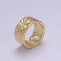 24K Gold plated Geometric Abstract Thick Rings, Carved Circle Statement Rings in Gold & Silver S-319 S-320
