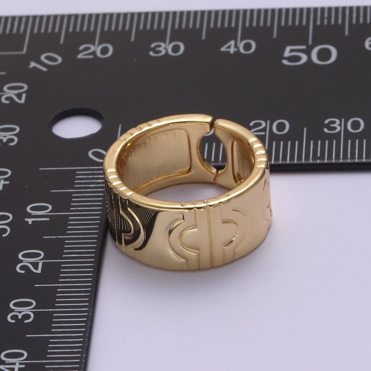 24K Gold plated Geometric Abstract Thick Rings, Carved Circle Statement Rings in Gold & Silver S-319 S-320
