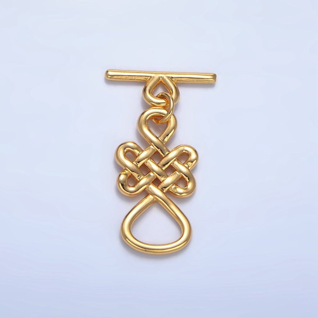 24K Gold plated Geometric Artisan Toggle Clasps Closure in Gold & Silver | Z494 - DLUXCA