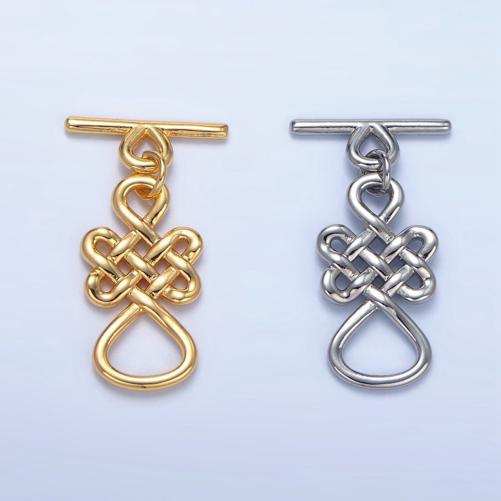 24K Gold plated Geometric Artisan Toggle Clasps Closure in Gold & Silver | Z494 - DLUXCA