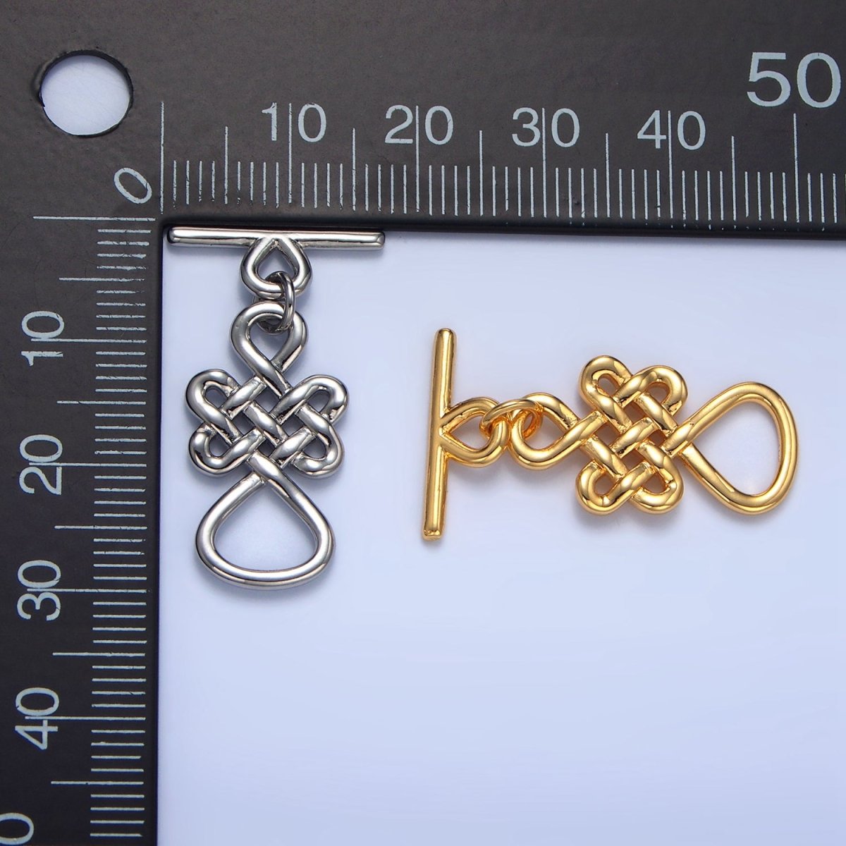 24K Gold plated Geometric Artisan Toggle Clasps Closure in Gold & Silver | Z494 - DLUXCA