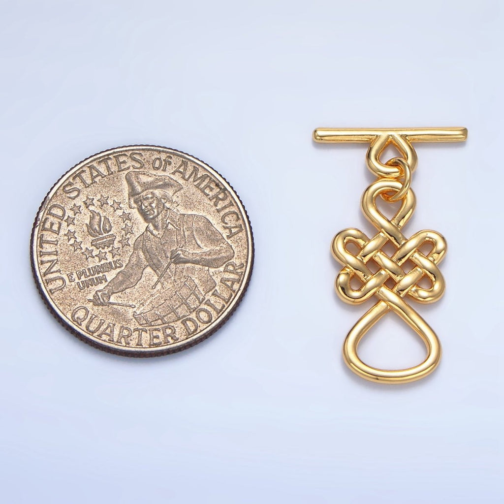 24K Gold plated Geometric Artisan Toggle Clasps Closure in Gold & Silver | Z494 - DLUXCA