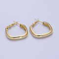 24K Gold plated Geometric Boxy Block Latch Hoop Earrings | Y-287 - DLUXCA