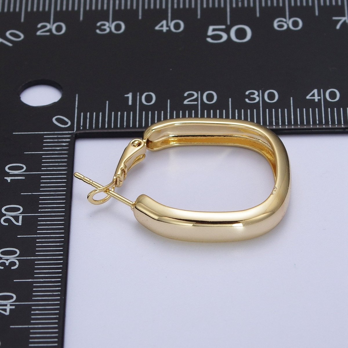 24K Gold plated Geometric Boxy Block Latch Hoop Earrings | Y-287 - DLUXCA