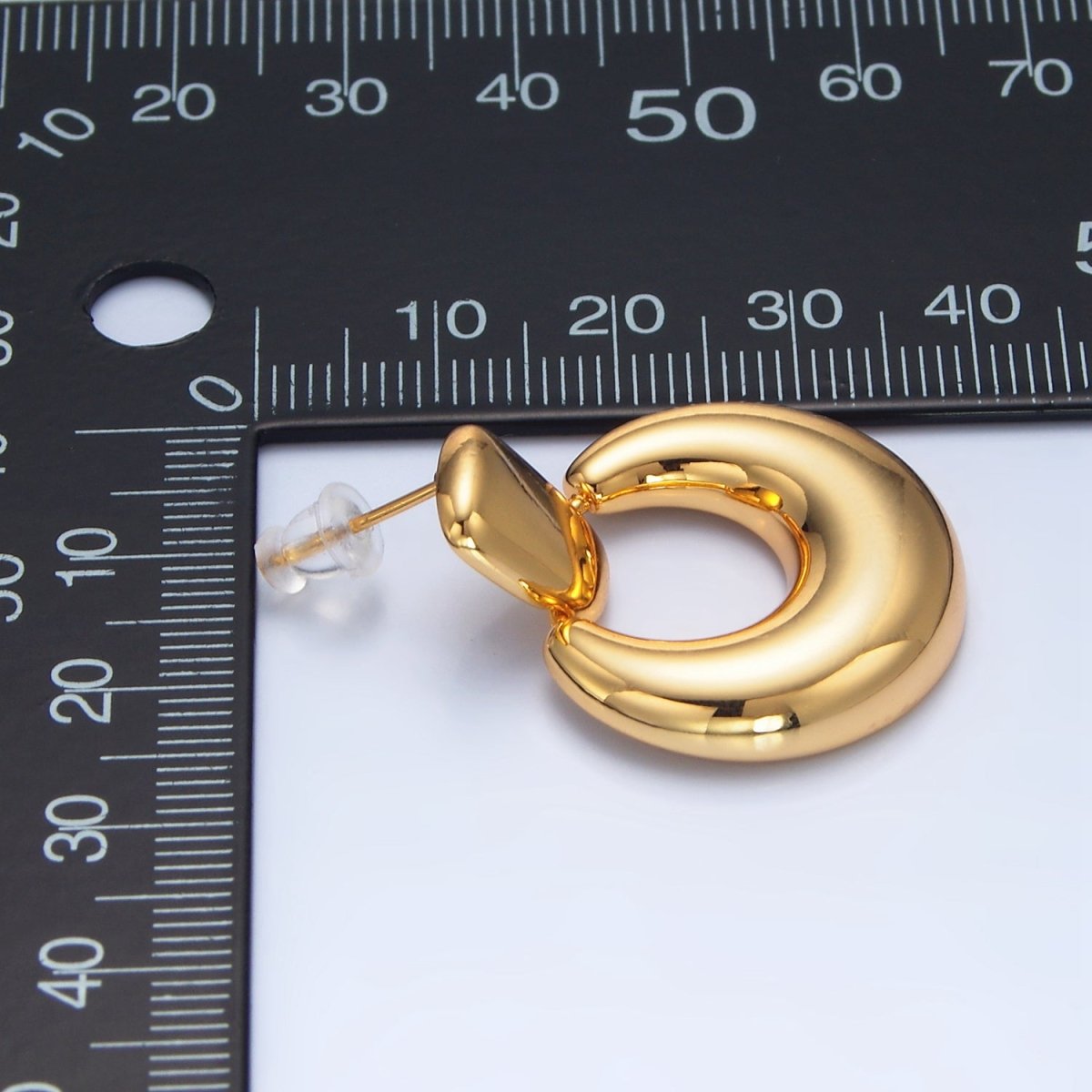 24K Gold plated Geometric Bubble Door Knocker Drop Stud Earrings | AD771 - DLUXCA