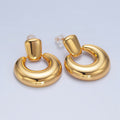 24K Gold plated Geometric Bubble Door Knocker Drop Stud Earrings | AD771 - DLUXCA
