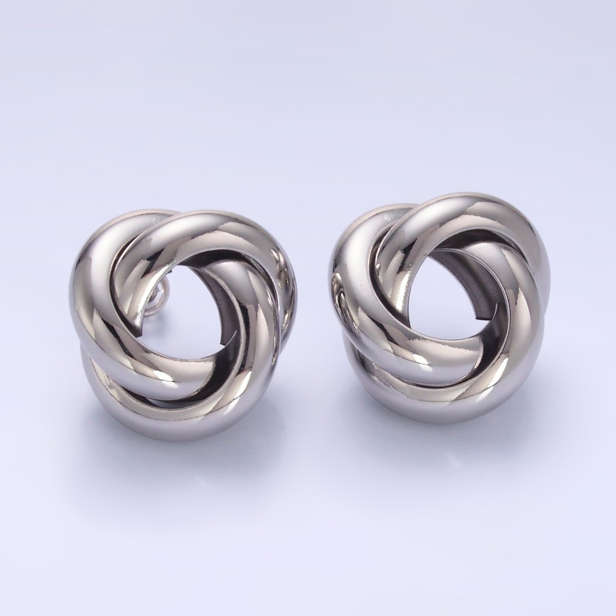 24K Gold plated Geometric Circular Knot Stud Earrings in Gold & Silver | AB699 AB700 - DLUXCA