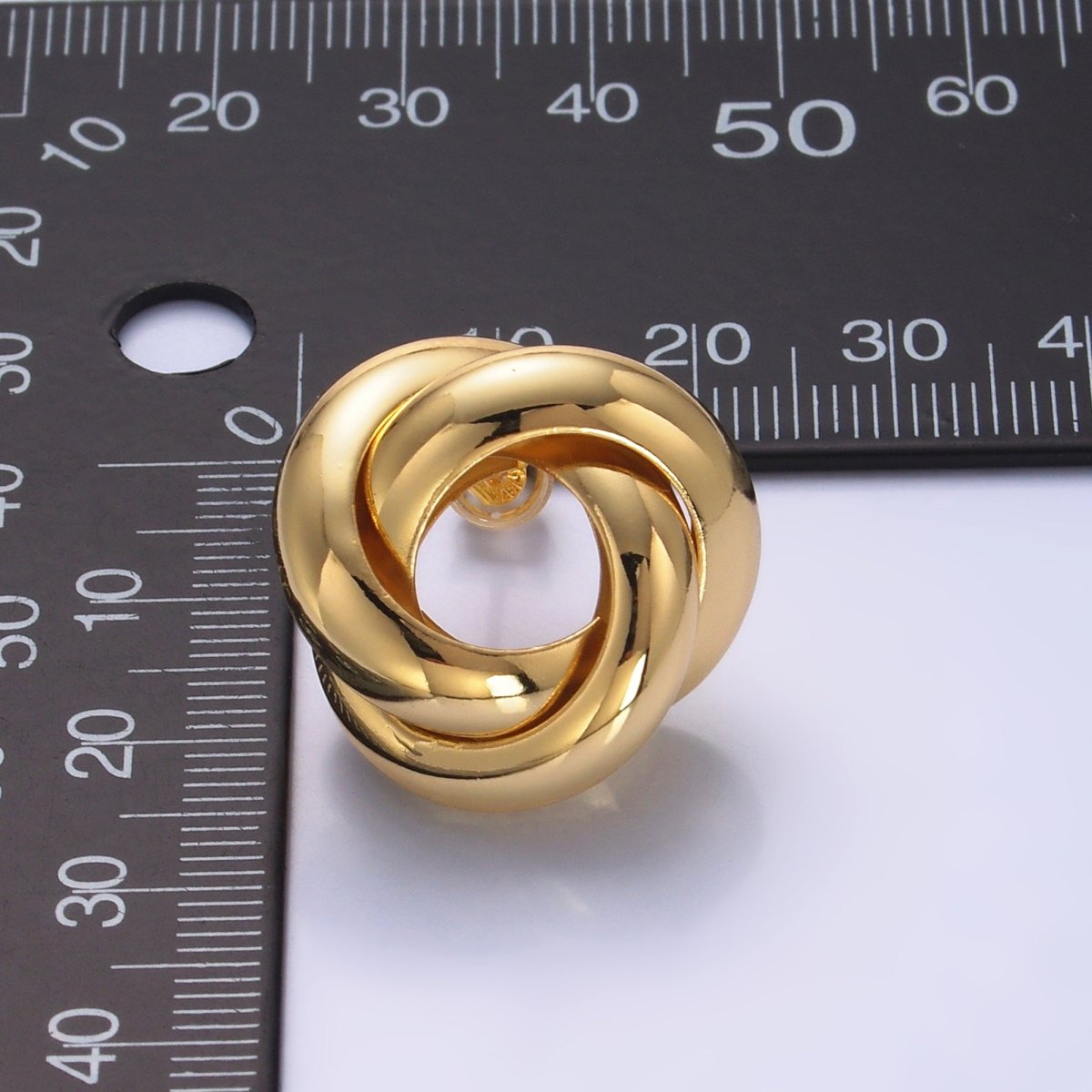 24K Gold plated Geometric Circular Knot Stud Earrings in Gold & Silver | AB699 AB700 - DLUXCA