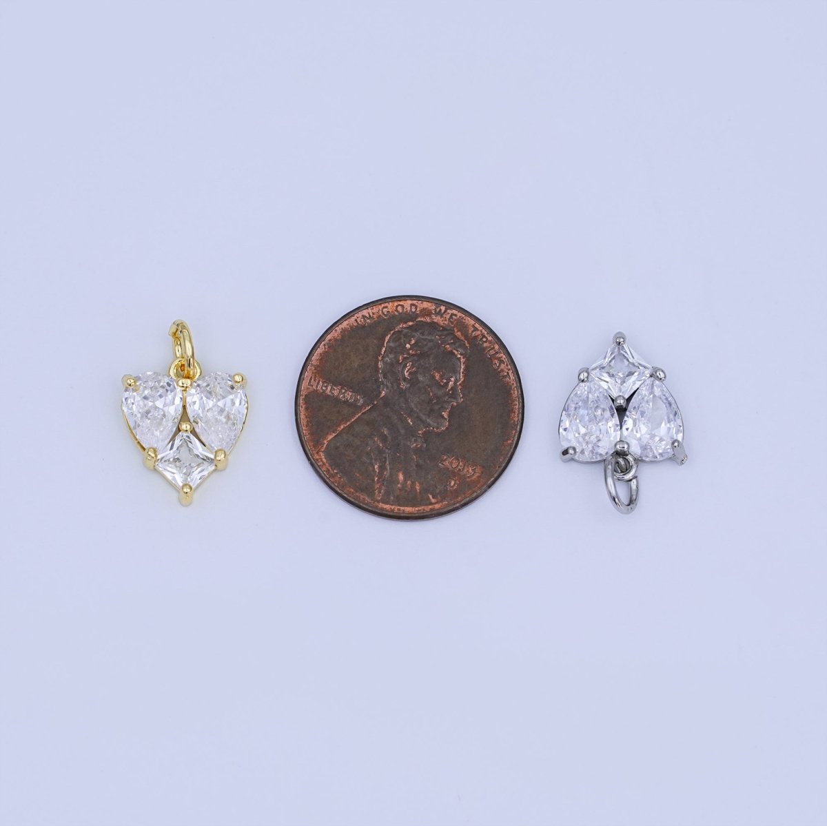 24K Gold plated Geometric Clear CZ Mini Charm in Gold & Silver | N058 