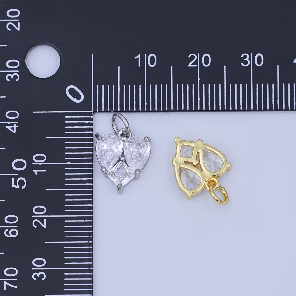 24K Gold plated Geometric Clear CZ Mini Charm in Gold & Silver | N058 