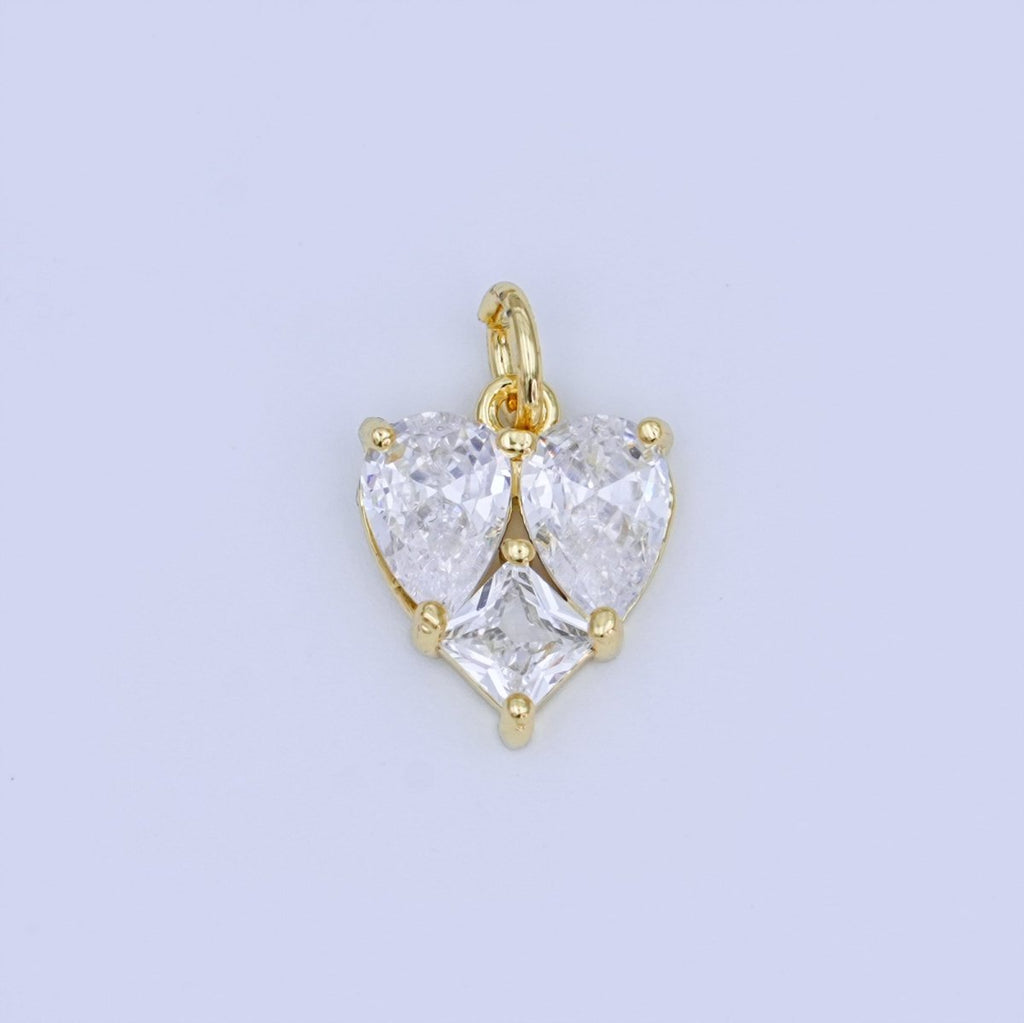 24K Gold plated Geometric Clear CZ Mini Charm in Gold & Silver | N058 